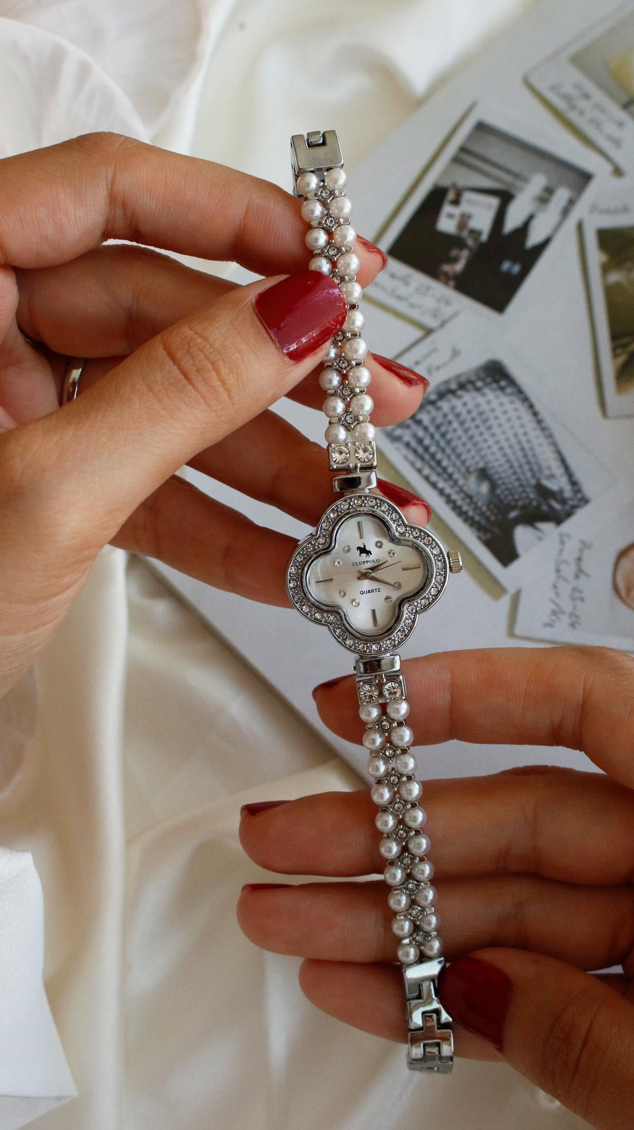 Pearl Silver Metal Kol Saati 16(beyaz kadran)