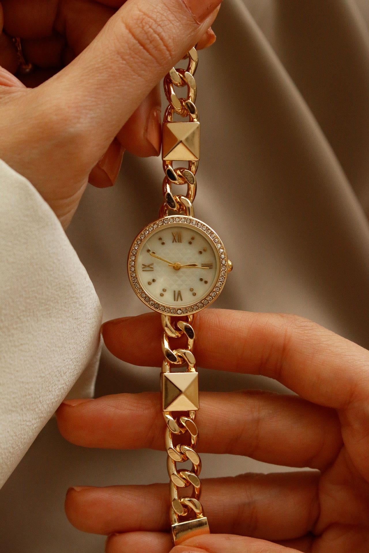 Premium Alice Gold Metal Kadın Kol Saati