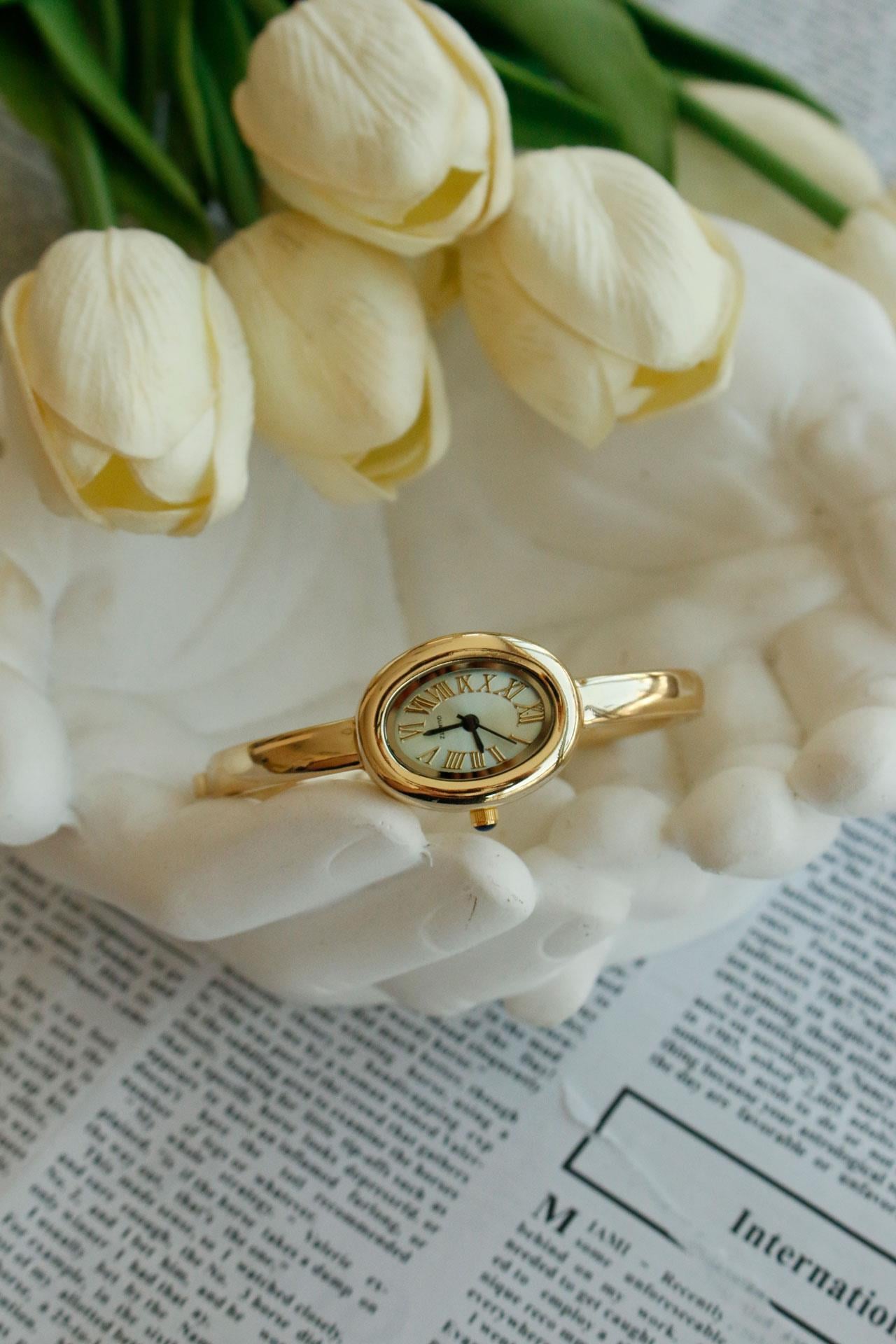 Ribero Gold Oval Metal Kadın Kol Saati(yeşil kadran)