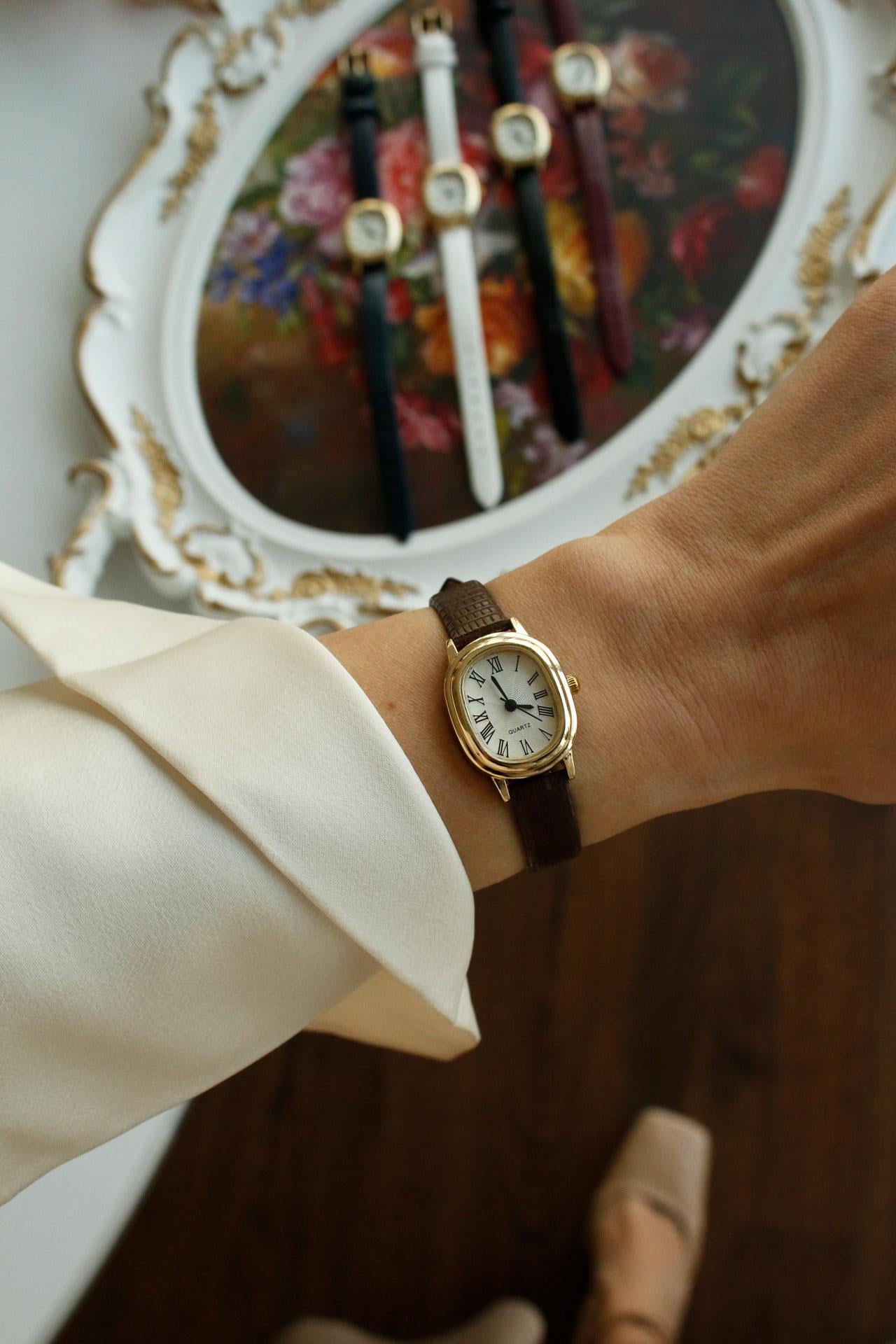 Roma A.Kahve Oval Deri Kadın Kol Saati