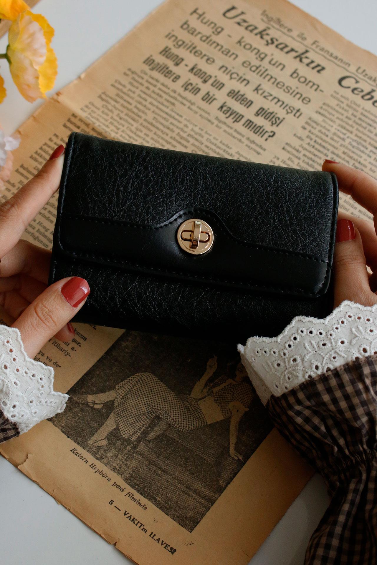 Roven Siyah Kadın Cüzdanı(el cüzdanı)