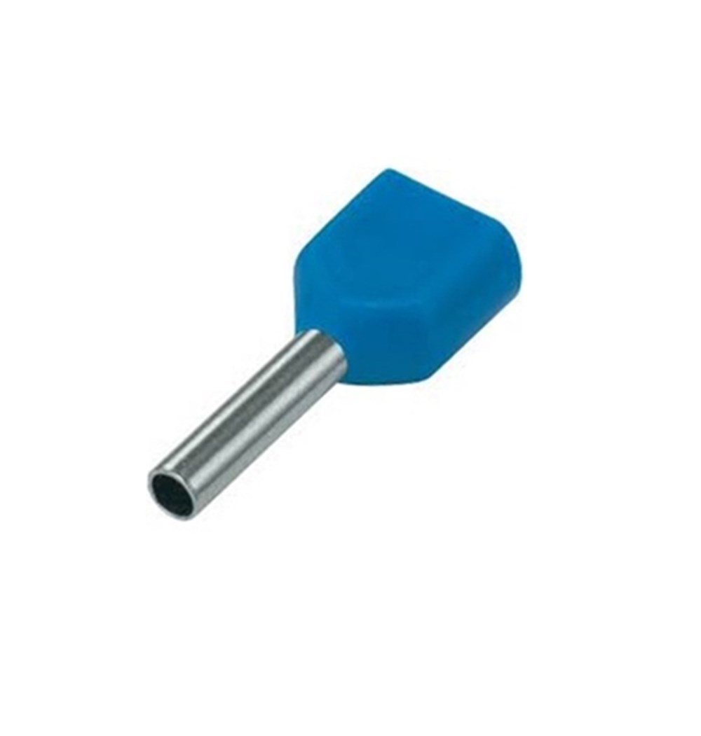 0.75 mm2 Çift Giriş İzoleli Kablo Yüksüğü Mavi 10 Adet