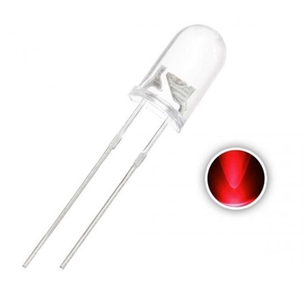 Kompent5mm Şeffaf Kırmızı LED