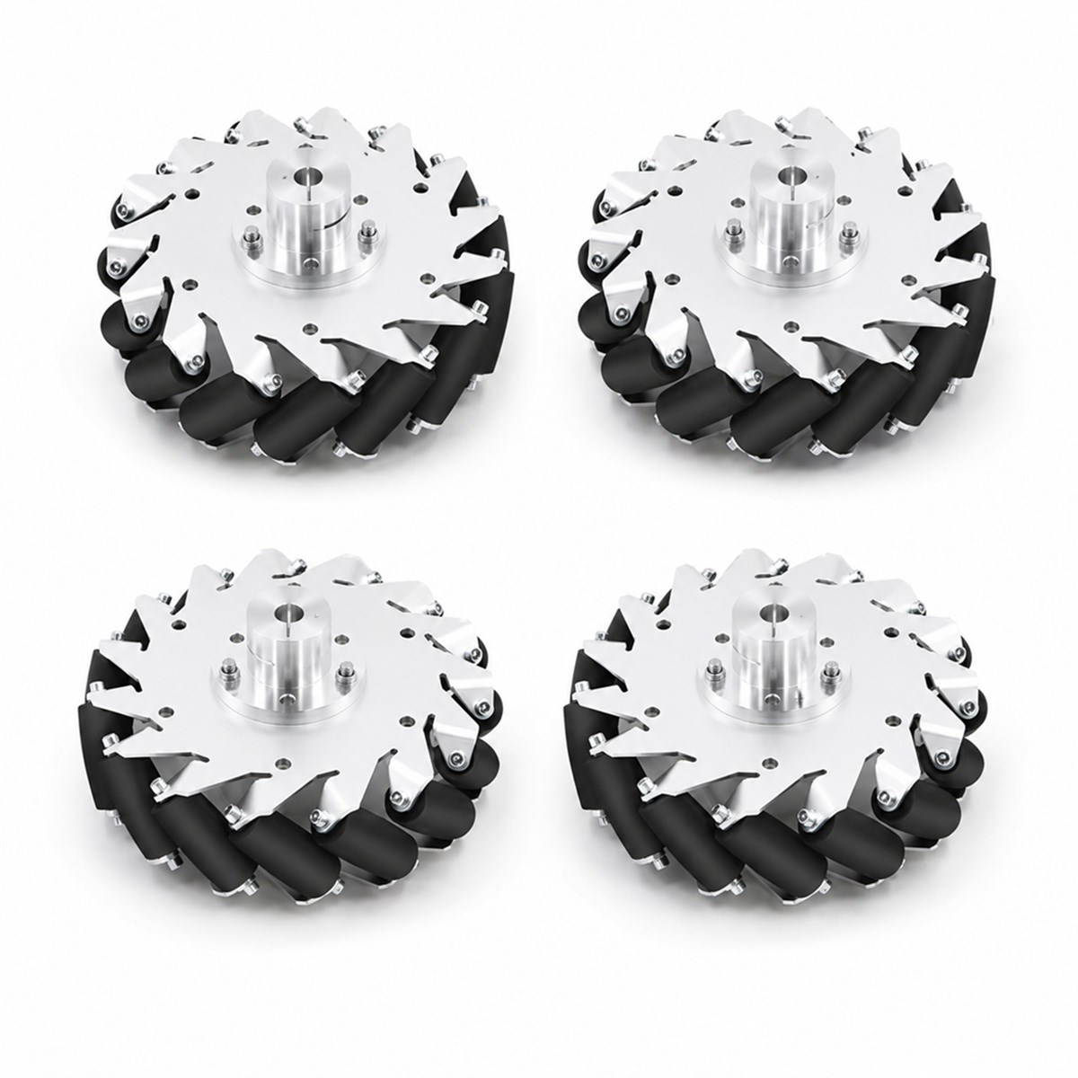 Kompent_Mecanum Tekerlek Seti 40 Kg Yük Kapasitesi 152mm 6inç (2 Sağ Tekerlek 2 Sol Tekerlek)