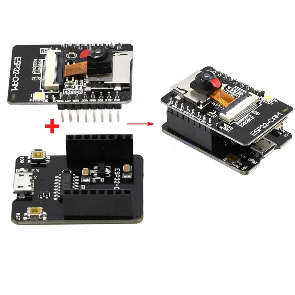 KompentESP32-CAM Kameralı Wifi ve Bluetooth Geliştirme Kartı + USB Modülü + OV2460 Kamera Modülü