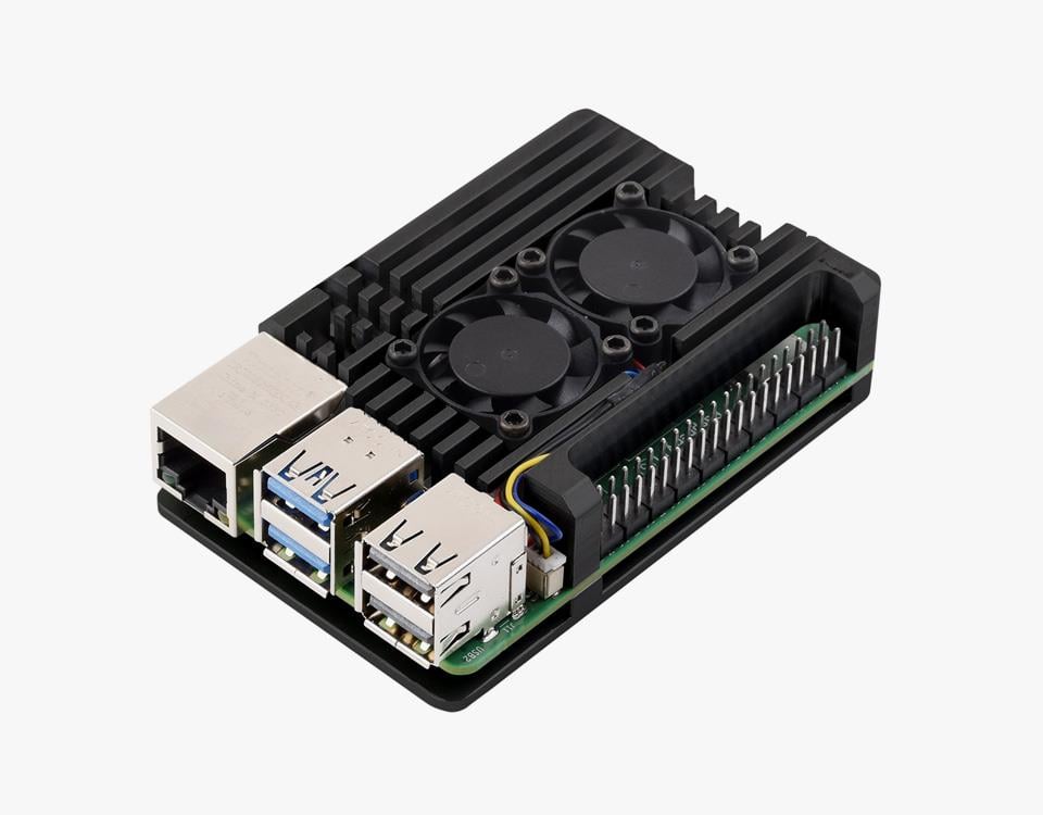 KompentRaspberry Pi 5 Çift Fanlı Alüminyum Soğutucu Tip C
