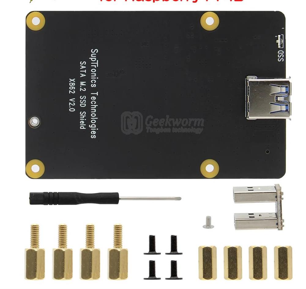 KompentX825 V2.0 Raspberry Pi 4 için M.2 NGFF SATA SSD Genişletme Kartı