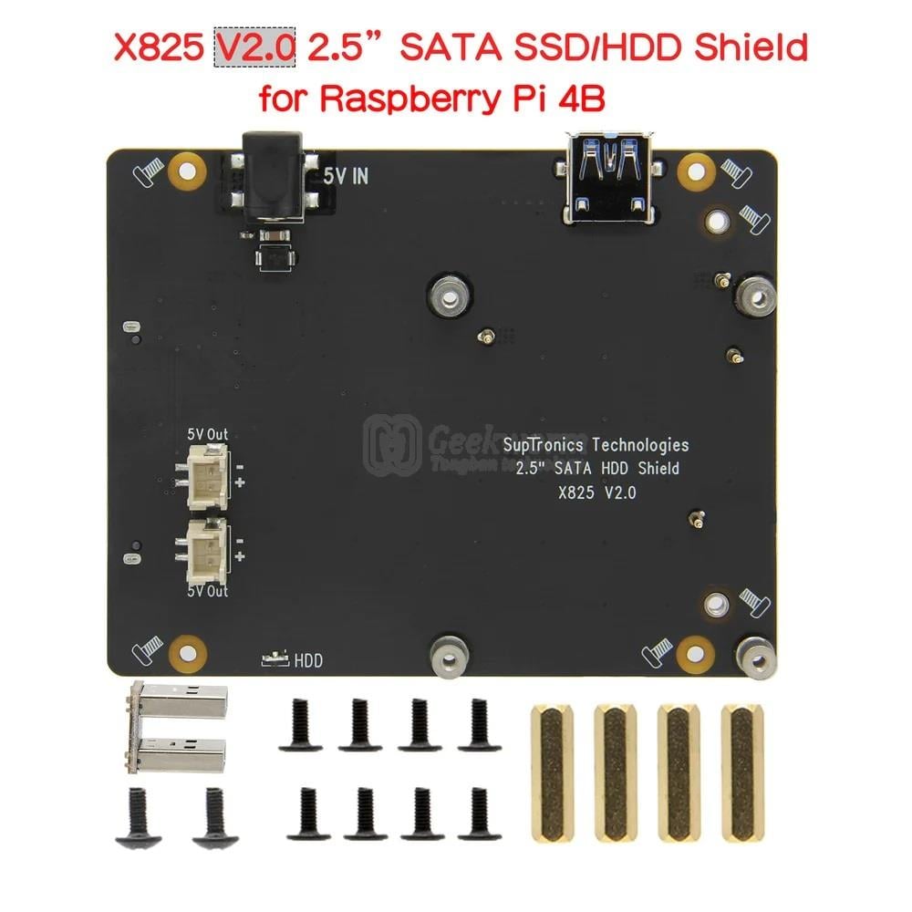 KompentX825 V2.0 Raspberry Pi 4 için SATA HDD/SSD Genişletme Kartı