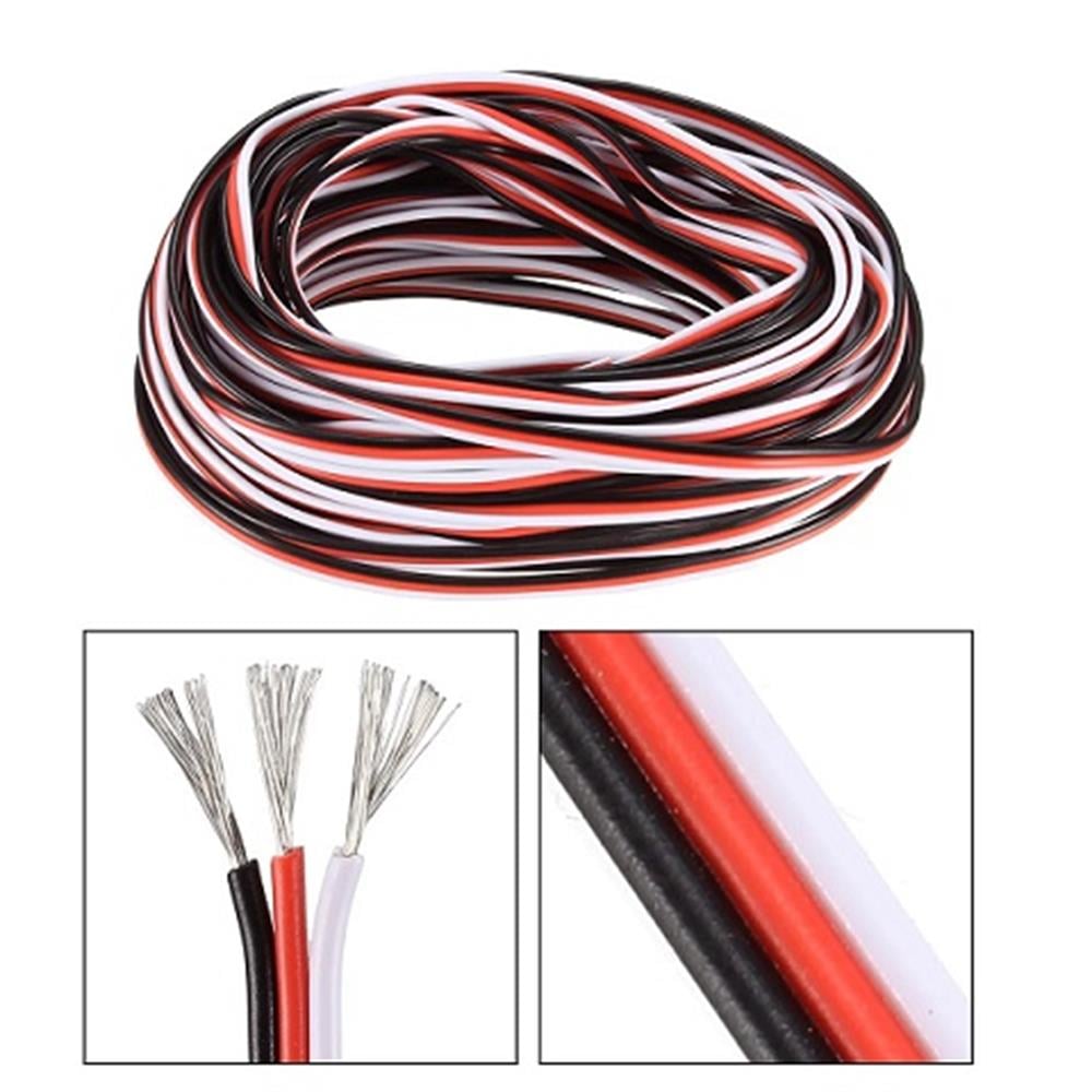 Kompent22 AWG Servo Kablosu  3Pin Flat Kırmızı Siyah Beyaz Renk