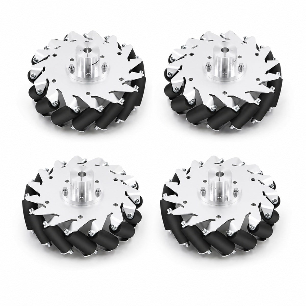 Kompent_Mecanum Tekerlek Seti 40 Kg Yük Kapasitesi 152mm 6inç (2 Sağ Tekerlek 2 Sol Tekerlek)