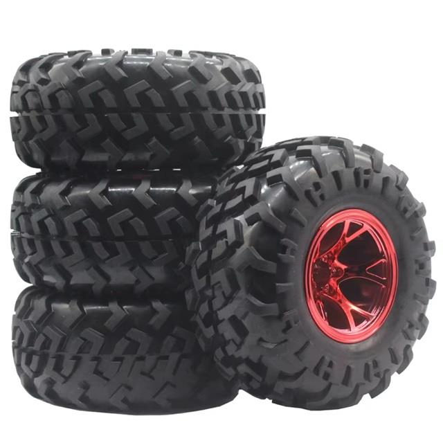 KompentElektro Kaplamalı Monster Truck Büyük Arazi Tekerleği 129mm 4'lü Set Ateş Kırmızısı