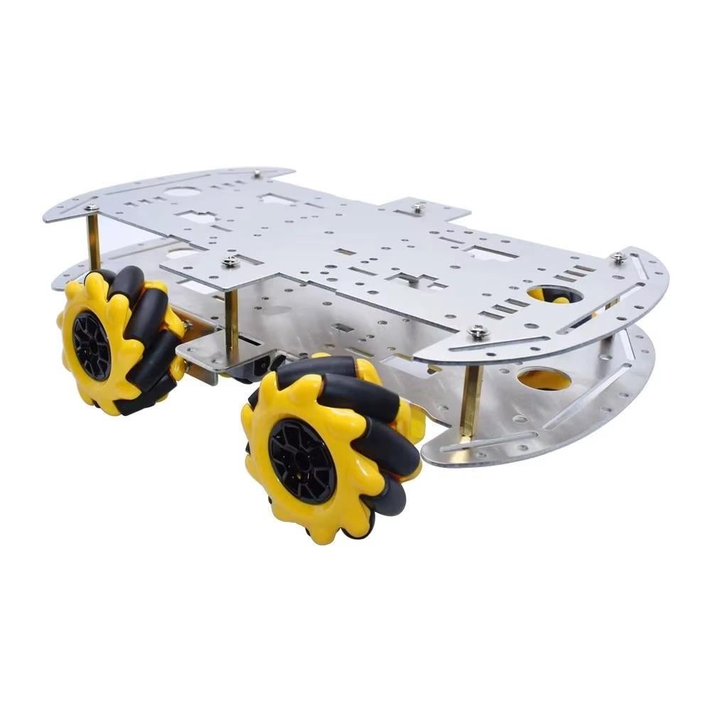 KompentMecanum Tekerlekli Alüminyum Robot Araba Kiti Çift Katlı