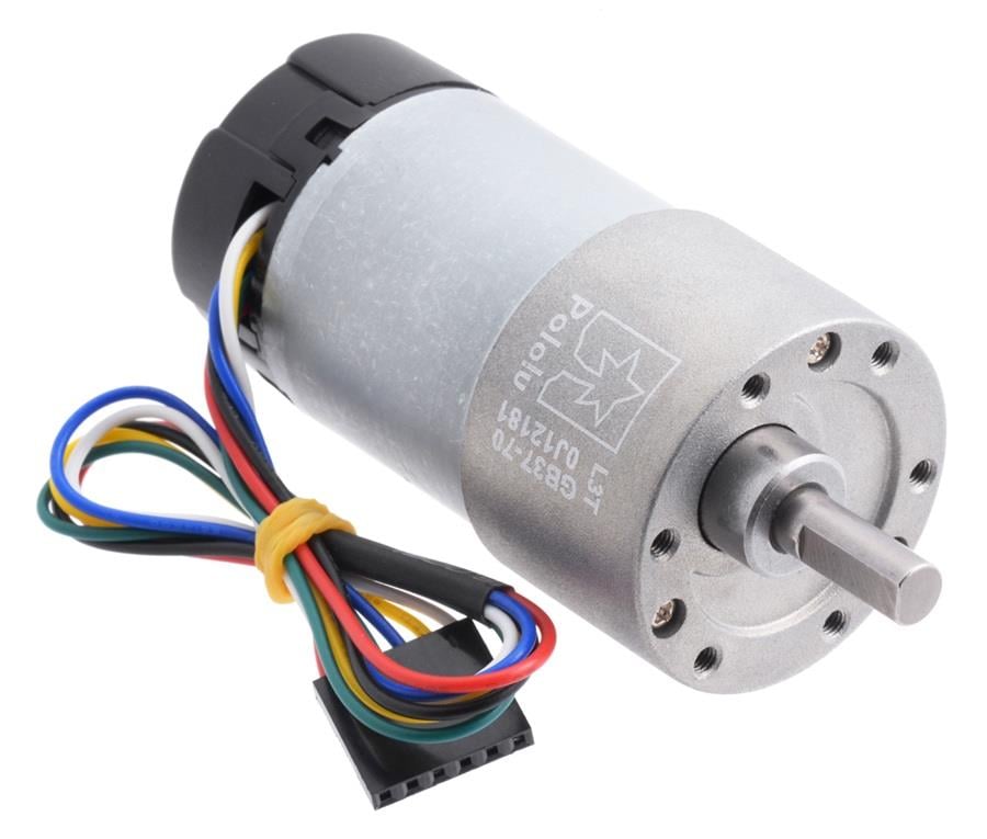 KompentPololu 4754 70:1 Redüktörlü DC Motor 37Dx70L mm 12V 64 CPR Enkoderli (Helisel Pinion)