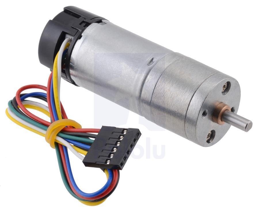 KompentPololu 4841 4.4:1 Redüktörlü DC Motor 25Dx63L mm HP 12V 48 CPR Enkoderli 