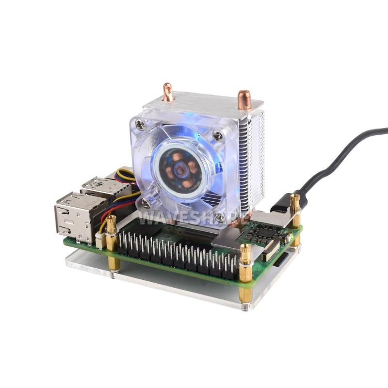 KompentRaspberry Pi 5 CPU Kule Tip Soğutucu ICE Tower U Tip Bakır Isı Borulu RGB LED Fan