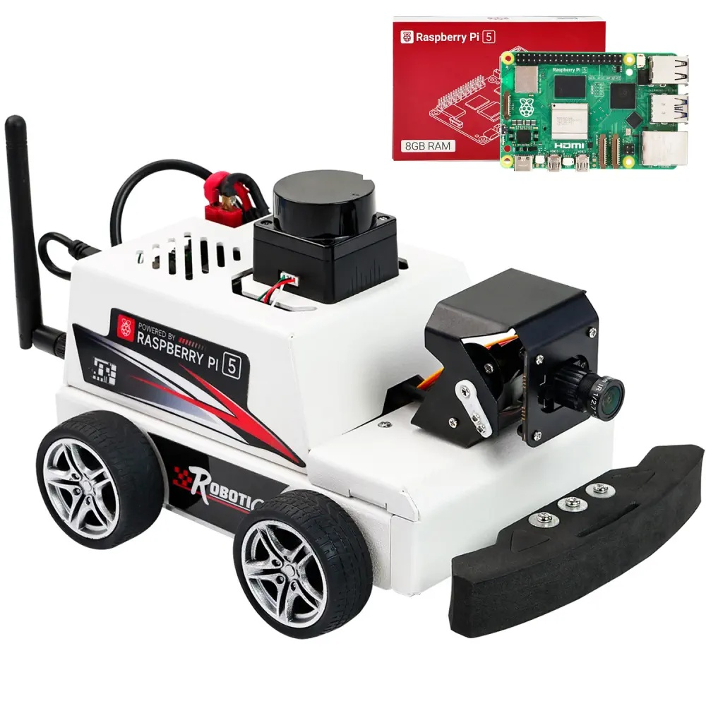MeksemMicroROS Pi5 Raspberry Pi 5 (8GB) ROS2 Humble + Python3 LiDAR'lı 2DOF Kameralı ROS2 Uyumlu Otonom Robot Araba Eğitim Kiti Raspberry Pi 5 GB ile beraber