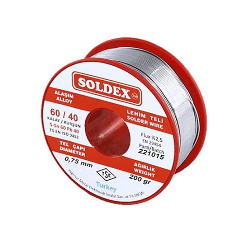 Soldex Kurşunlu Lehim Teli 0.75mm 200gr