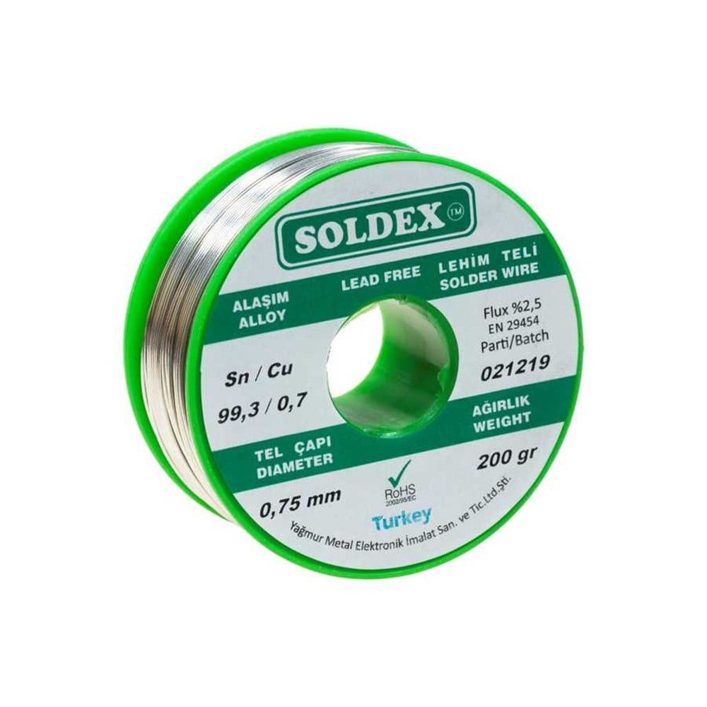 Soldex Kurşunsuz Lehim Teli 0.75mm 200gr