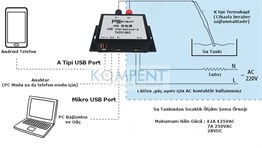 KompentPC Sensor TH2018KC USB Termokupl Termometre (Android Telefonlar ile uyumlu)
