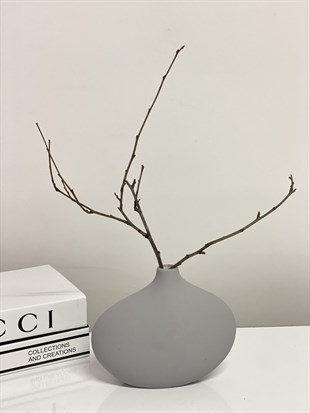 Seramik Oyster Vazo Y16 G20 K8 CM ( GRİ Renk )