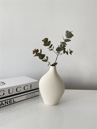 Seramik Oyster Vazo Y16 G20 K8 CM ( KIRIK BEYAZ Renk )