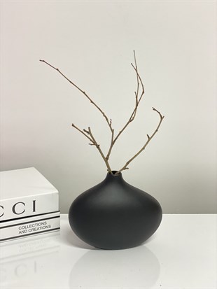 Seramik Oyster Vazo Y16 G20 K8 CM ( SİYAH Renk )