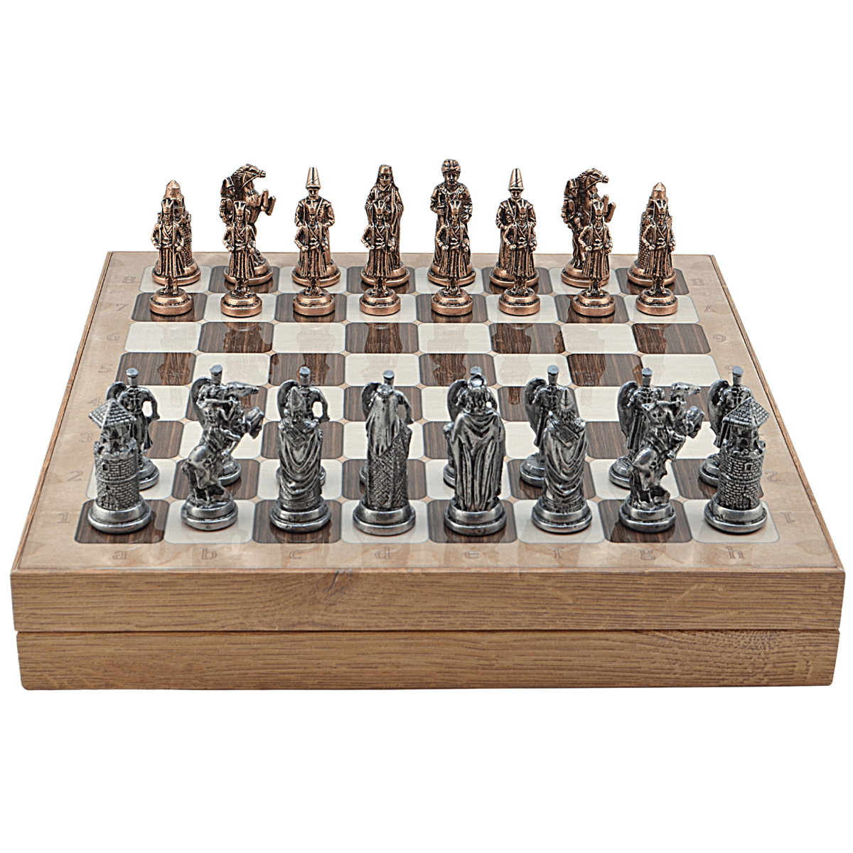 GiftHome Büyük Boy Metal OSMANLI-BİZANS Satranç Tk. Antik ve Rustik Desenli Sandıklı MDF Tahtası(36X36 cm.) 