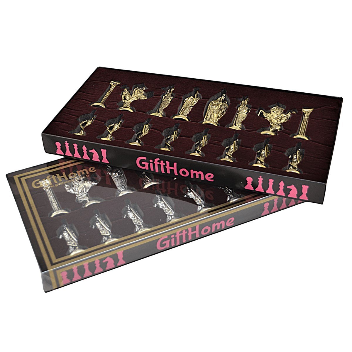 (Sadece Satranç Taşı İsteyene) Gifthome, Büyük, Metal, Parlak, İngiliz Figürlü Satranç Taşı