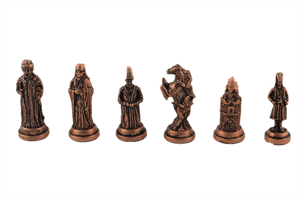 (Sadece Satranç Taşı İsteyene) Gifthome,Büyük,Metal, Antik, Osmanlı Figürlü Satranç Taşı