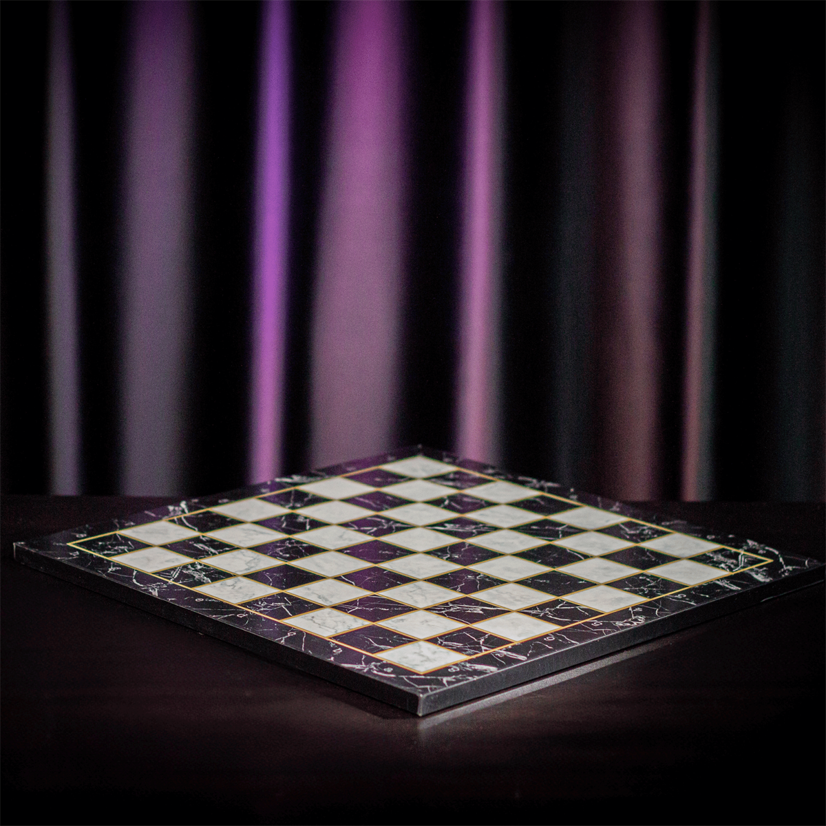 (Sadece Tahta İsteyene) Büyük Boy Katlanır Mermer Desenli MDF Ahşap Satranç Tahtası (43x43 cm)