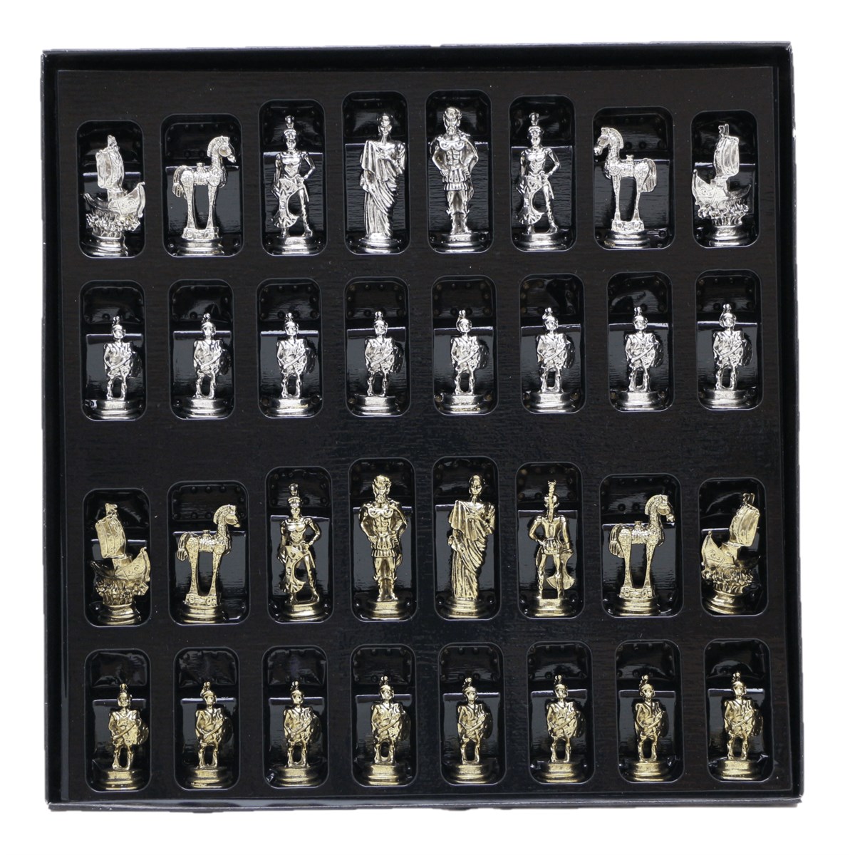 Küçük Metal Parlak Truva Figürlü Satranç Taşı
