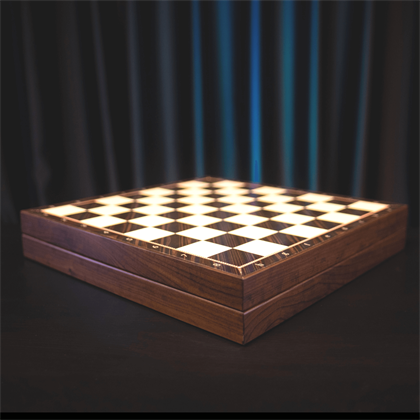 (Sadece Tahta İsteyene) Ceviz Desenli MDF Ahşap Sandıklı Satranç Tahtası (36x36x6 cm)