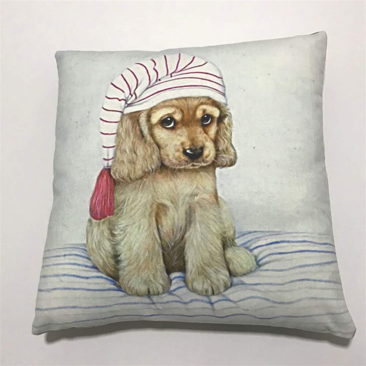 Dekoratif Baskılı Kırlent Kılıfı-Kukuletalı Şirin Köpek Desenli