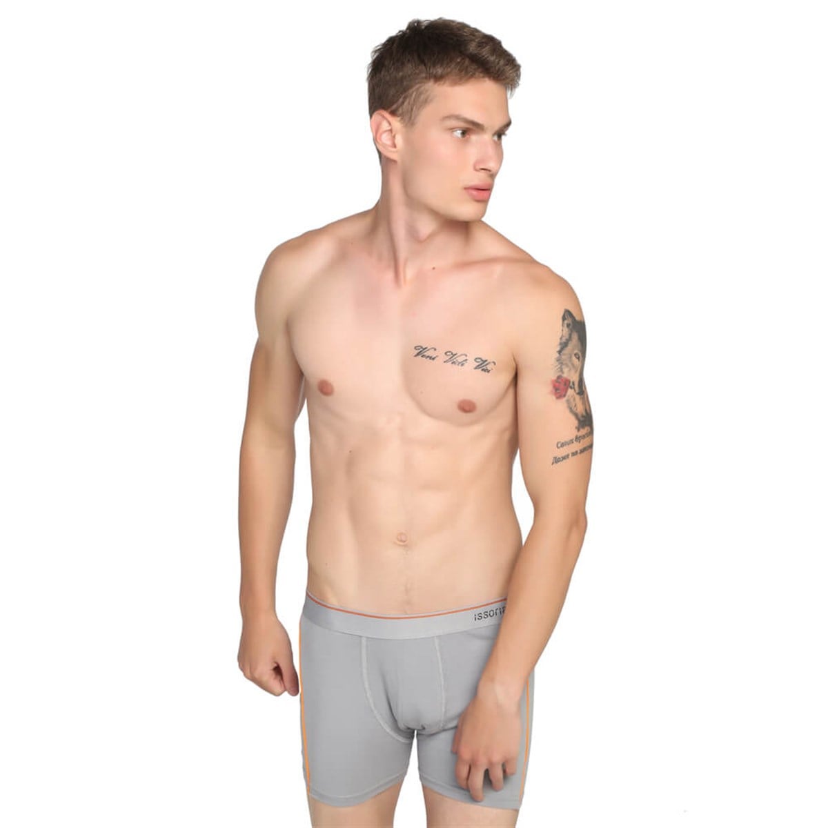 ISSORIA Erkek Boxer 3'lü Kutu Tip:3 (Gri-Siyah-Beyaz)