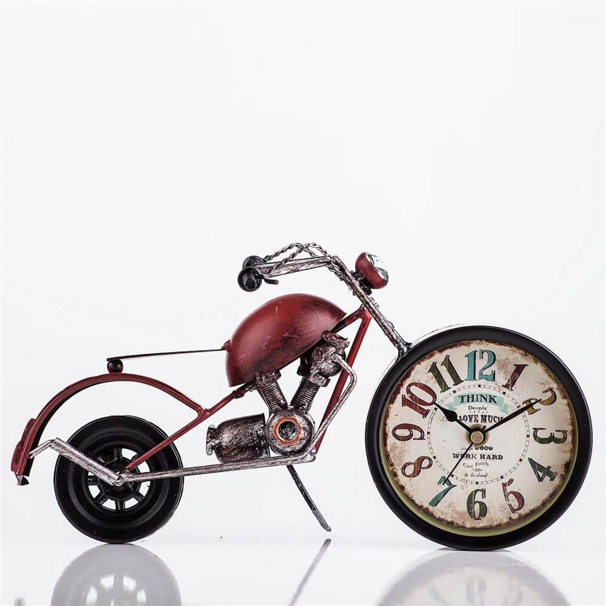 Metal Motosiklet Maketli Masa Saati