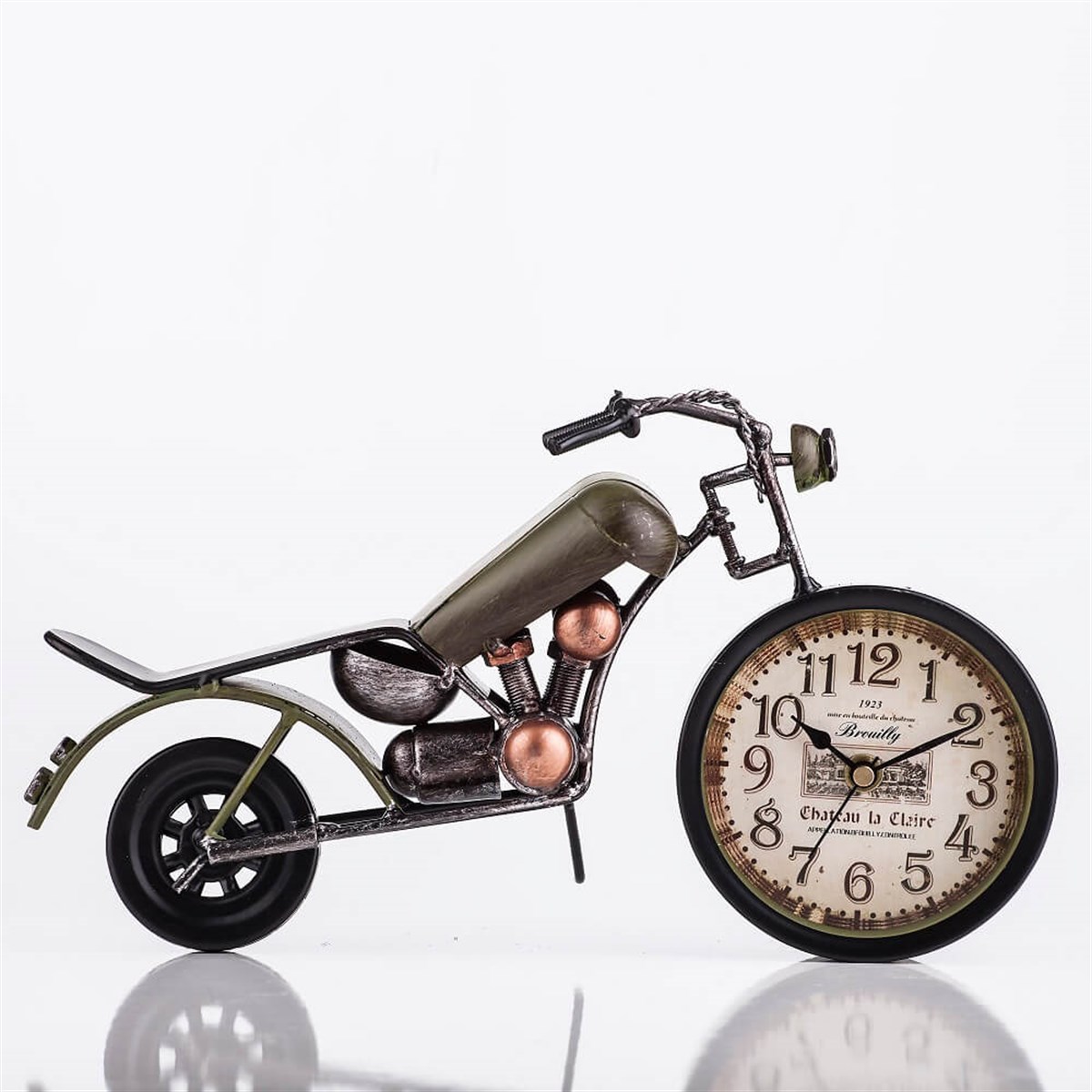 Metal Motosiklet Maketli Masa Saati