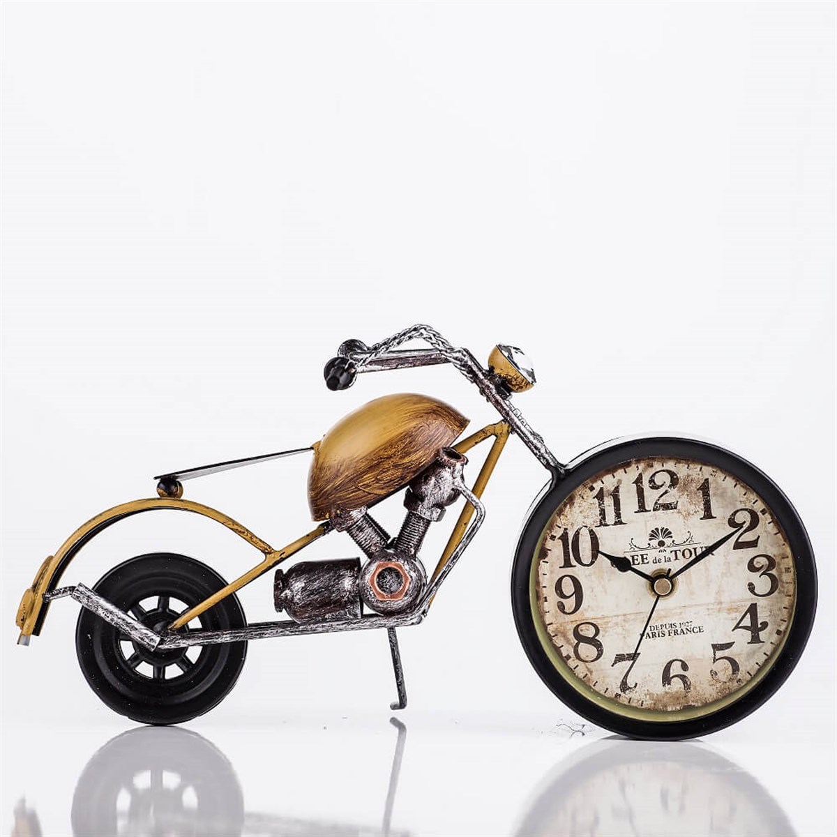 Metal Motosiklet Maketli Masa Saati