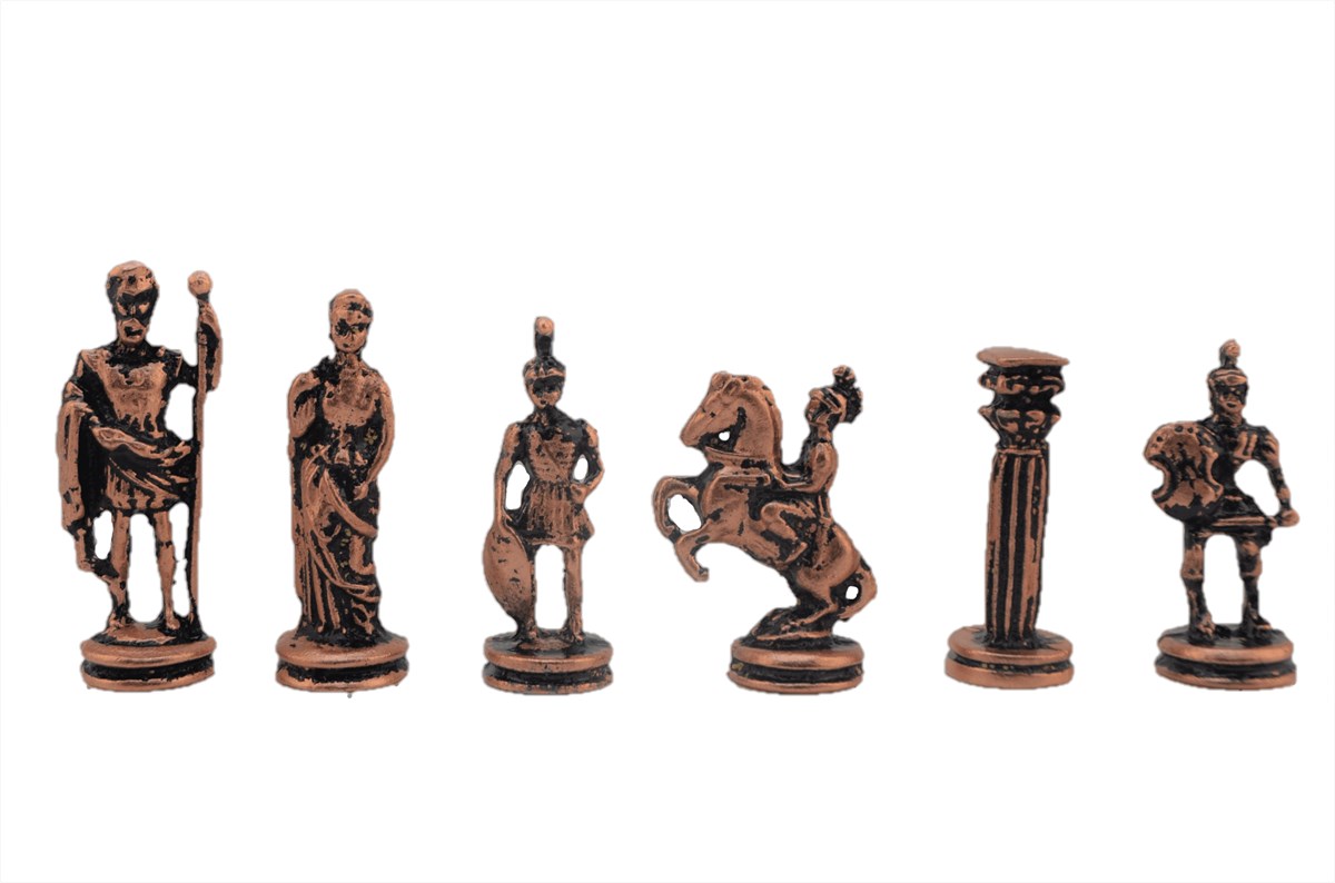 (Sadece Satranç Taşı İsteyene) Gifthome Küçük Boy, Metal, Roma Figürlü, Antik Satranç Taşı