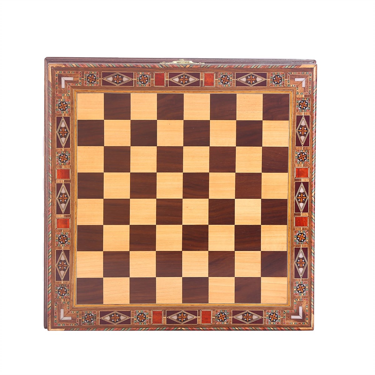 El Yapımı Masif Ahşap Sandıklı Satranç Tahtası Orta Boy(35x35 cm.)