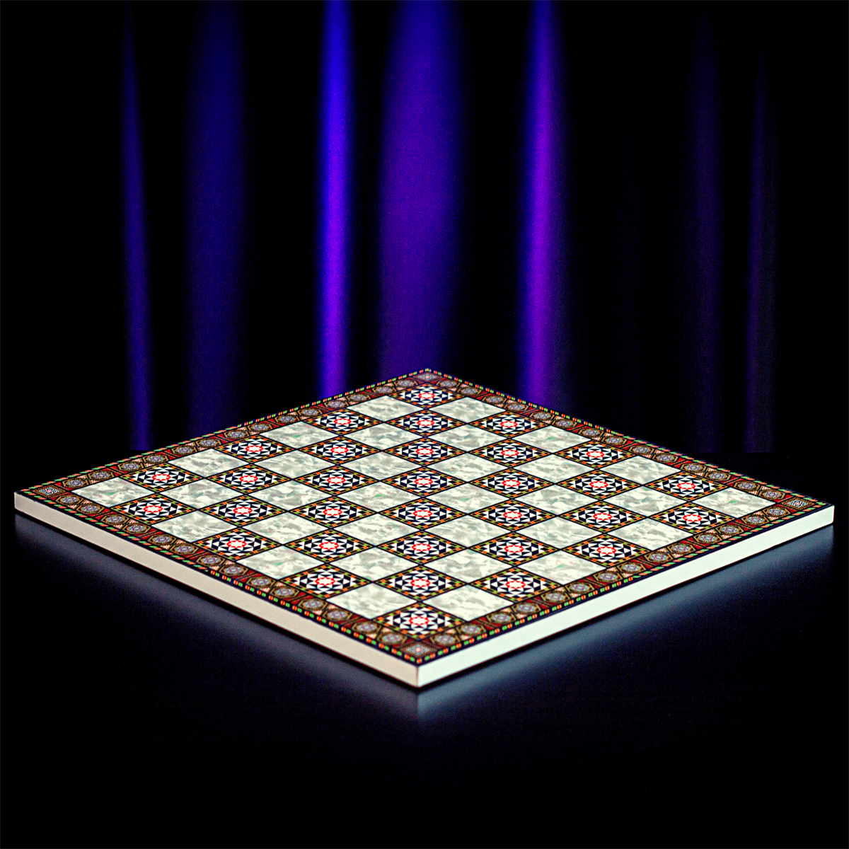 (Sadece Tahta İsteyene) Orta Boy Sedef Desenli MDF Ahşap Satranç Tahtası (37x37 cm.)