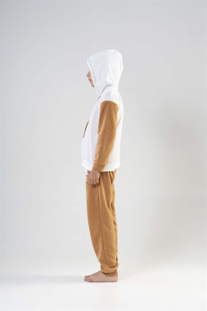  Ekru Kız Çocuk Uzun Kol Polar Pijama Takım