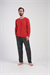Erkek Bordo O Yaka Uzun Kol Pijama Üstü