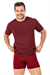 Erkek Bordo Sıfır Yaka Yarım Kol T-shirt