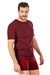Erkek Bordo Sıfır Yaka Yarım Kol T-shirt