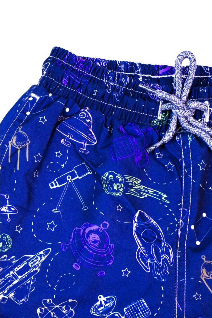 Erkek Çocuk Desenli Uzay Desen Dijital Baskılı Şort