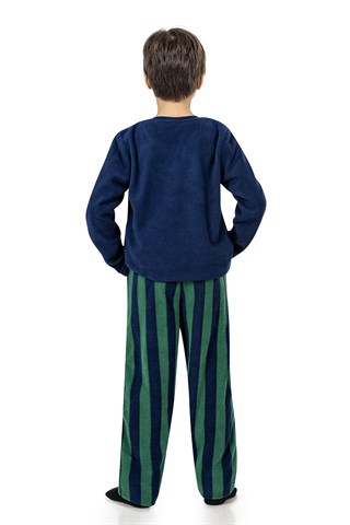 Erkek Çocuk İndigo Polar Pijama Takımı