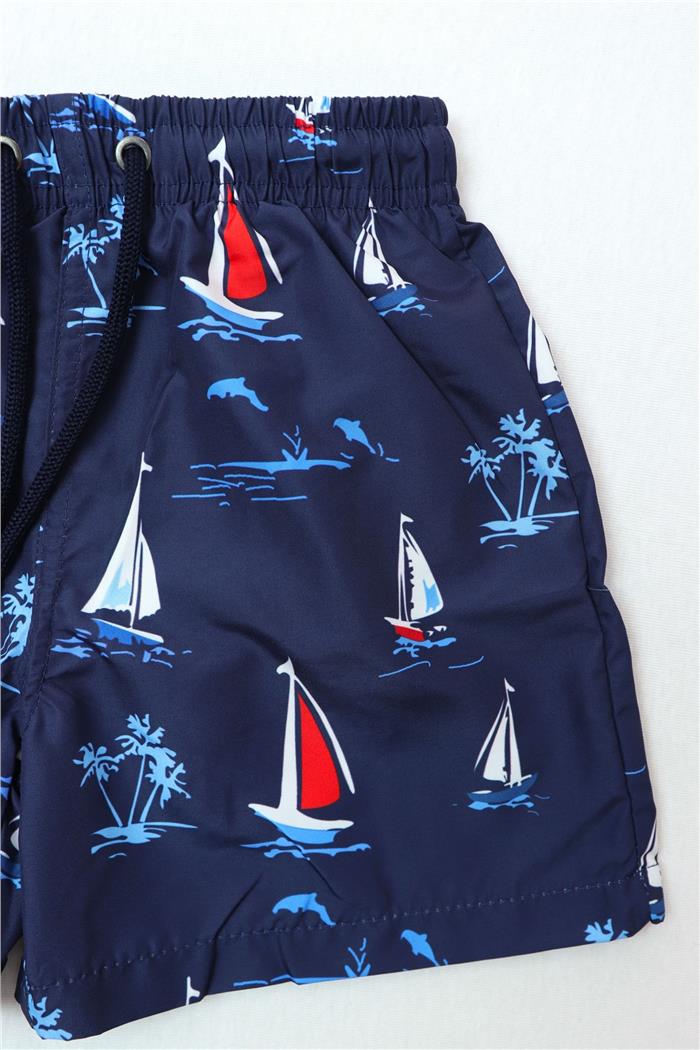 Erkek Çocuk Lacivert Yelkenli Çocuk Şort