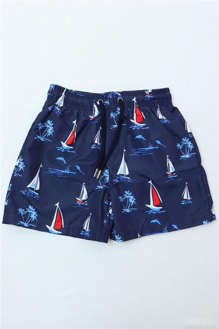Erkek Çocuk Lacivert Yelkenli Çocuk Şort