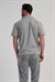 Erkek Gri Lyc Suprem Gömlek Yaka Düğmeli Kısa Kol Pijama Üstü