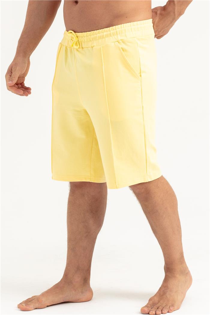 Erkek Sarı 2 İplik Fermuarlı Şort